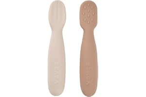 BÉABA, Set med 2 babyskedar i första åldern, silikonsked, babybestick, från 4 månader, ergonomisk form, olika texturer, ergon