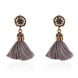 Damen Ohrstecker Retro Style, Ohrringe Elegant ZIYOU Mode Strass Kristall Quaste Baumeln Ohrstecker Modeschmuck (Grau)