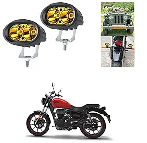 Olmeo Oval Shape Waterproof Cree Car/Bike LED Fog Light (20 Watt, Yellow) 2pcs- for Royal Enfield Meteor 350