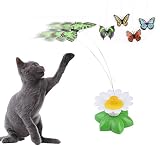 Jouet rotatif électrique pour chat en forme de papillon tournant au-dessus d’une fleur