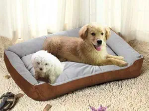 Gorgeous Super Soft and Reversible Dual Color Dog Bed Grey,Brown,Color Square Shape -Small