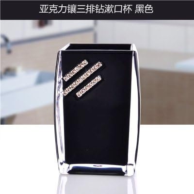 MIWANG Stylish, Simple, Double Layer Thickening Mouthwash, Toothbrush Cup, Creative acrylic Lovers Brush Cup,the Three Row Drills Black