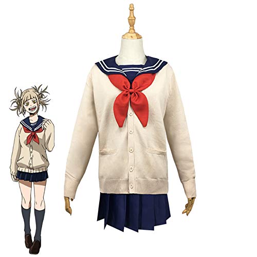 I TRUE ME Boku No Hero Academia My Hero Academia Himiko Toga Cosplay Sailor Costume Cross My Body Outfit Beige,XL