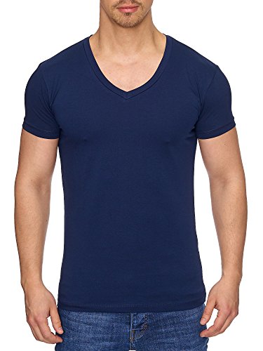 Reslad T-Shirt Herren mit V-Auschnitt Basic Shirt Herren Slim Fit Männer T-Shirts Kurzarm Baumwolle V-Neck 17100 Navyblau S Reslad T-Shirt Herren mit V-Auschnitt Basic Shirt Herren Slim Fit Männer T-Shirts Kurzarm Baumwolle V-Neck 17100 Navyblau S