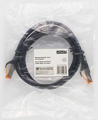 mumbi 1m Cat.6 Ethernet Lan Netzwerkkabel – Cat.6 FTP (RJ-45) 1 Meter Kabel in schwarz - 6