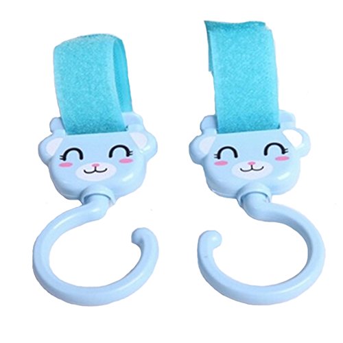 Lovely Baby Stroller Hooks, Smile Face, 2 Pack, Blue (14*5CM)
