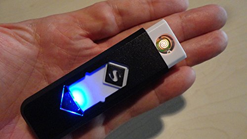 Qprods – Windgeschützt, ökologische Wolfram elektrische USB Feuerzeug. Ohne Flamme, Gas oder Flüssigkeiten. USB aufgeladen. Lichter Tausende von Zigaretten. 1 Jahr Garantie (Schwartz) - 5
