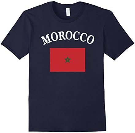 Men's Morocco Moroccan Flag Soccer and General Sports T-Shirt XL Navy