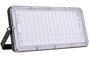 Sararoom Focos LED Exterior 100W, 10000LM Super Brillante Foco LED, 3000K Blanco cálido Proyector LED Exterior, IP65 Impermeable Luces de Seguridad Lámpara de pared para Jardín Garaje Césped Estadio