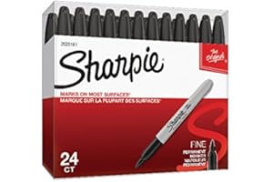 SHARPIE Permanent Marker, Fine Tip, Black, Pack of 24