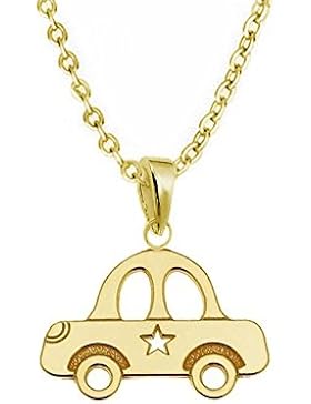 GH1a Auto ANHÄNGER mit KETTE 925 Echt Silber + 24K Vergoldet Kinder Geschenkidee Set