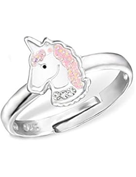 GH1a Kristall Einhorn Alicorn Ring 925 Sterling Silber Mädchen Kinder Geschenkidee