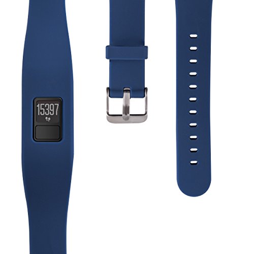 kwmobile 2in1 Set: 2x Sport Ersatzarmband für Garmin Vivofit 3 in Schwarz Dunkelblau Innenmaße: ca. 15,5 – 21,5 cm – Silikon Armband mit Uhrenverschluss ohne Tracker - 6