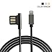 Produktbild Ellenbogen-Blitz-Kabel 1M 2.1A Zink-Legierung 90 Grad gebogene 8 Stift-Blitzschnelle Aufladung Aufladeeinheit Daten-Sync-Schnur für iPhone 7 7 plus 6 6S plus SE 5 5S 5C iPad Mini 3 4 Pro Air 2 Etc (schwarz)