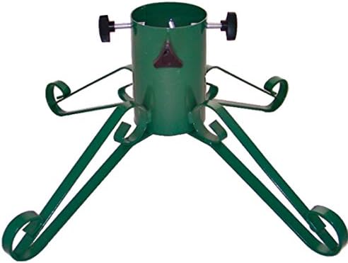 Traditional Metal Real Christmas Tree Stand for 7ft Trees. 4" Dia Trunk. Wrought Iron. GREEN