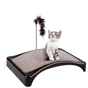 Pets Empire Cat Scratching Pad, Recyclable Cardboard Refill Lounge with Feather Teaser(18