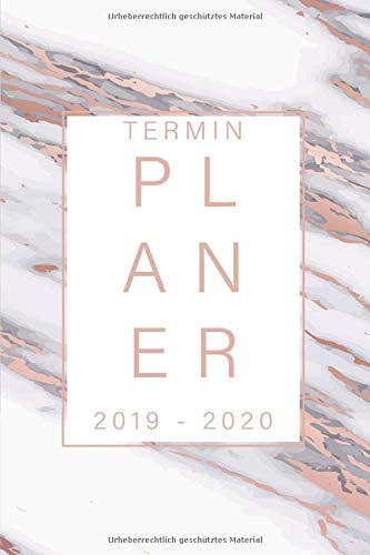 Terminplaner 2019 - 2020: Oktober 19 bis Dezember 20 - 1 Woche auf einen Blick - DIN A5 Monatsplaner Wochenplaner & Kalender mit Checklisten & Notizen ... Marmor Stein Pink Rosa Gold Edel Rosegold