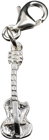 Musical Guitar Sterling Silver Charm for Bracelet - Gift, Present, Birthday, Anniversary, Music