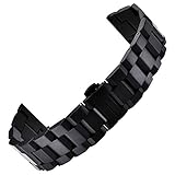 Metallarmband 18mm schwarz massives Edelstahlarmband 18mm für Damen mit geraden Enden