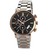 good01 Exquisite Armbanduhr Fashion Business Herren Edelstahl Multifunktions-Kalender Quarz-Armbanduhr, Rose Golden + Black