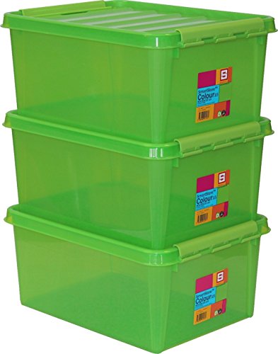 Orthex 35082143 3er-Set Clipbox Smart Store Colour, 15 Liter, grün