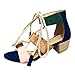 Produktbild Sommer Sandalen Damen Sandaletten mit Low Absatz Blockabsatz Römersandalen Frauen Bohemia Schuhe Knöchel Schnalle Open Toe High Heels Schuhe Strandschuhe Hanfseil Knöchelriemen Damenschuhe