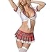 Produktbild Innerternet Sexy Minirock Ouvert mit BHS Set Babydoll Nachtwäsche Neckholder Tiefer V-Ausschnitt Cosplay Schulmädchen Kostüm Kleid Dessous Halloween Kostüm
