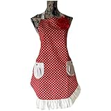 Tablier de cuisine rétro chic femme année 50 vintage pois rouge