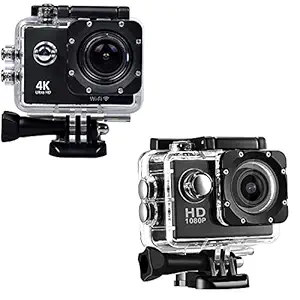 Infinizy Combo Pack of 2 Items - 4K WiFi Waterproof Action Sport Camera, 1080p Sports Waterproof Action Camera (1 Year Warranty)