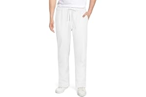 AUYAO Męskie lniane spodnie, męskie długie letnie luźne lekkie oddychające spodnie, męskie spodnie plażowe z elastycznym paskiem, trening bieganie jogging sznurek lniane spodnie dla mężczyzn