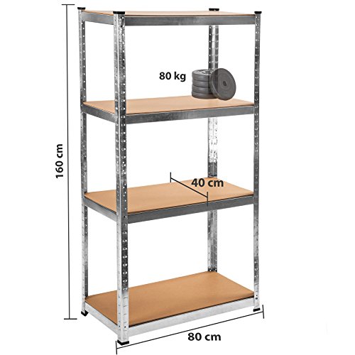 TecTake Werkstattregal mit 4 Ablagen 320kg Gesamttraglast Steckregal Lagerregal Werkbank160x80x40cm - 5