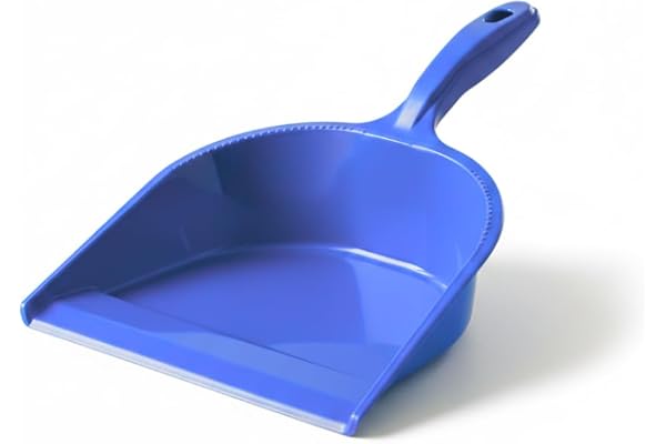 Plastic Dustpan with Ergonomic Handle, Deep Capacity, 33 cm Length, 23 cm Wide Mouth, Storage Hole - Blue