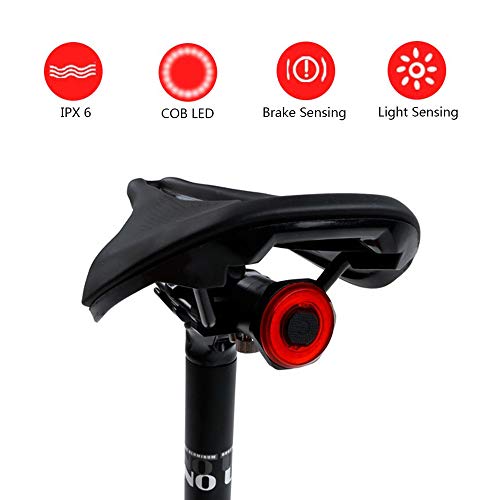 Amoboo Luz Trasera para Bicicleta, luz de Freno sensorial Inteligente, Recargable por USB, IPX6, Impermeable, Luces LED de Alta Intensidad para Bicicleta