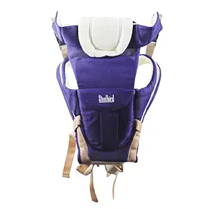 Steelbird Super Four Kids 4-in-1 Adjustable Baby Carrier Cum Kangaroo Bag-Lightweight and Breathable-Back-Front Carrier for Baby with Safety Belt-Max Weight Up to 12 Kg (Cream Dark Blue)