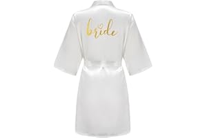 JPHCHSC Damen Brautjungfern Roben Kimono Badmantel Braut Morgenmantel Kimono Kurz Bademantel Satin Robe für Hochzeit Party Pool Party und Pajama Party