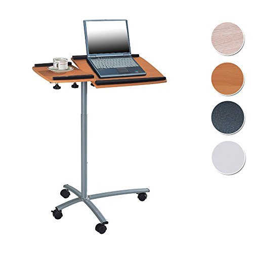 SixBros. Laptoptisch Projektionstisch Buche/Silbergrau - B-001N/59 - MDF Buchefarben - Gestell Metall Silbergrau