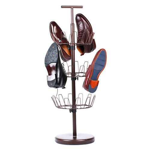 LANGRIA Drehbar Schuhregal Platzsparend Schuhkarussell für 18 Paar Schuhe, Bronze - 3