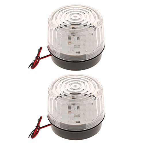 Preisvergleich Produktbild Sharplace 2x Rund Verkehr Arbeitszone Blitzleuchte Blinklampe Warnleuchte Alarmlampen 12V DC, 120mA Signalalmpe -Weiß