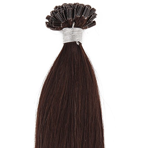 Beauty7 100% Remy Human hair Extension 200 strands Pre Bonded Tipped U tip/Nail tip Hair Extension Straight Hair Dark Brown Hair Color (#2) 18'' 20''22'' 24'' 100g (18''(46cm))
