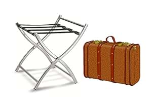 sehr edler Edelstahl Kofferständer Gepäckständer Koffer Hocker mit