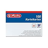 Herlitz 1150507 Karteikarte A5, 100 Stück, weiß