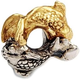 Silverado - Happy Fish - 14 Ct Gold Sterling Silver 925 Bead - Fits on Pandora Chamilia and Trollbead Bracelets