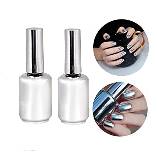Ularma 2 X 15 ML Metallic Spiegel Nagellack Silber Metall Lack Farblack Nagel Gel