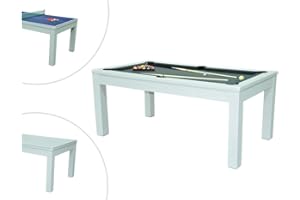 Vente-unique-Mesa transformable Blanca - Billar y Ping Pong - Ancho 182 x Prof. 102 x Alt. 80 cm - Henk