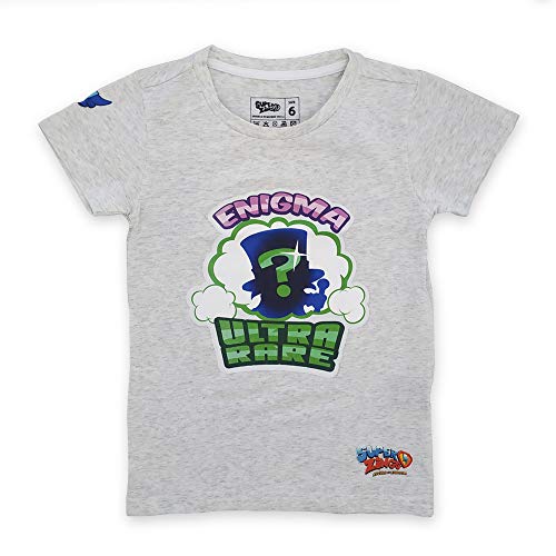 Super Zings - Camiseta Oficial de niño Manga Corta Profesor K Blanca (Enigma Gris, 6-7 años)