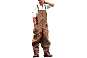 lmoikesz Vintage herr arbetsbyxor hållbara och snygga arbetskläder för modern man polyester lösa hängslen arbetsbyxor profess