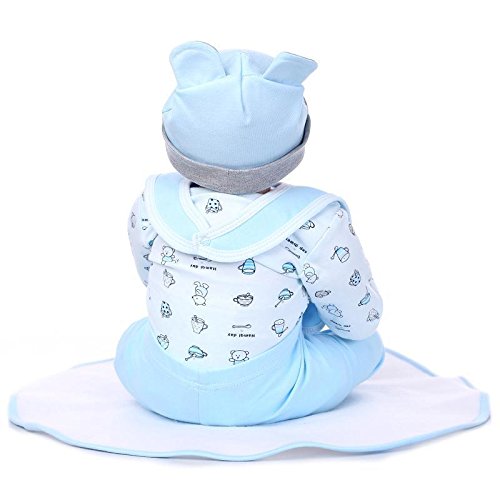 NPKDOLL Reborn Baby Doll Soft Silicone Vinyl 22inch 55cm Magnetic Mouth Lifelike Boy Girl Toy Blue Bear Bib A1UK