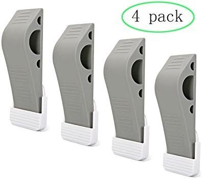 TPR Door Stop wedges with Holders, Non Scratching Heavy Duty Pinch Slip Resistant Door Stopper for Tiles, Carpet, Wood, Laminate Floors and Other Floor Surfaces, Keep Door Securely Open, Set of 4--Grey