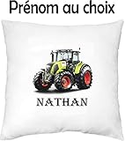 GRAVOPHOTO - Housse de Coussin Enfant personnalisée Tracteur claas prénom au Choix
