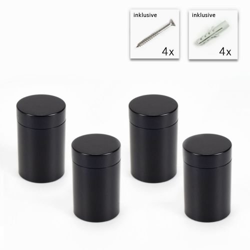 Alu Abstandshalter 19 x 25 mm in Schwarz - 4er Set